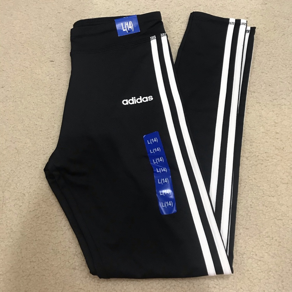 NWT Adidas Track Pants with White Stripes in Black